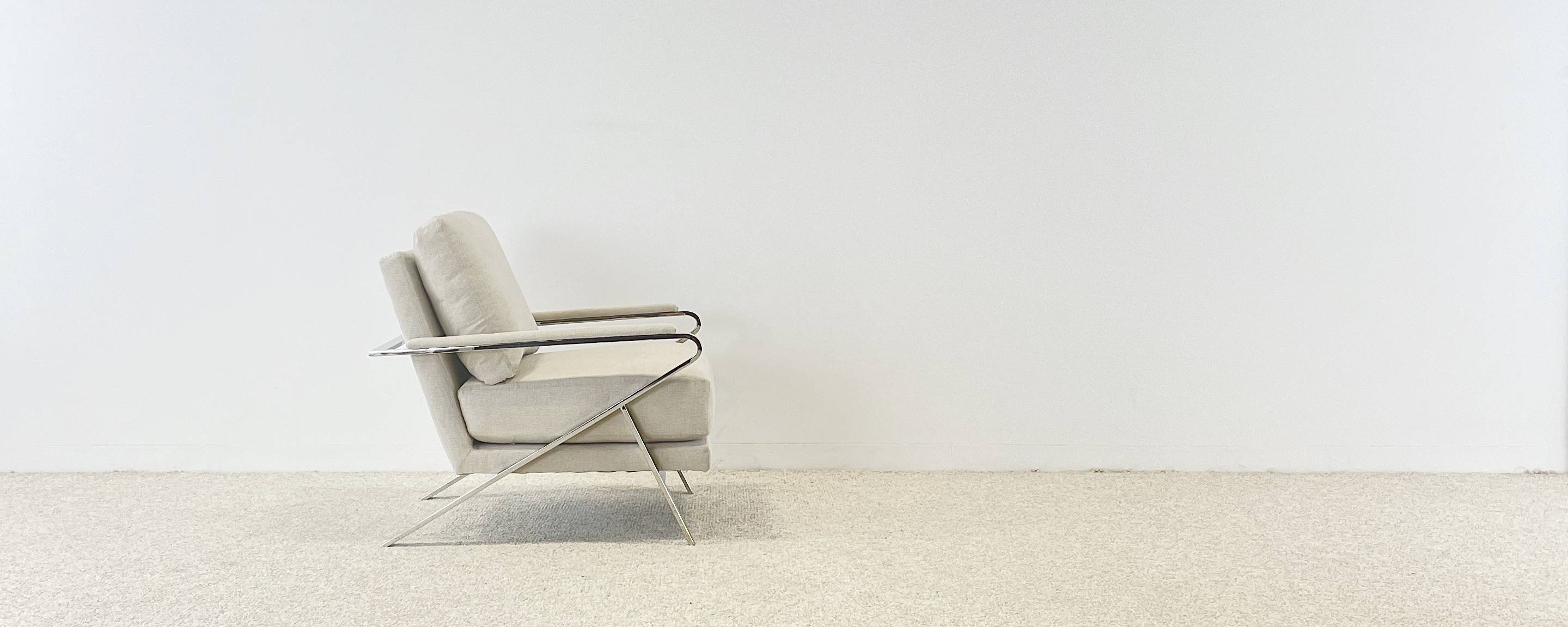 the noho chair in stainless steel in tote cream