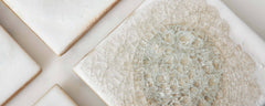 set of white glazed crackle coasters
