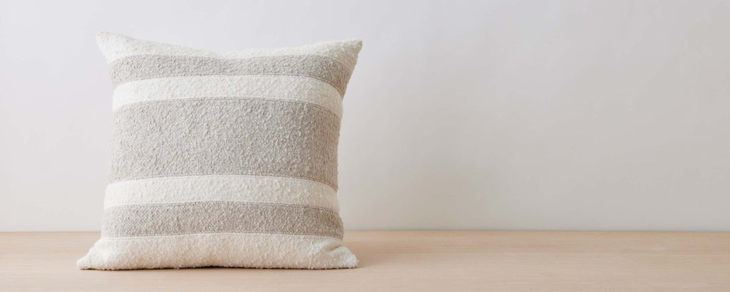 napa grey and ivory stripe pillow