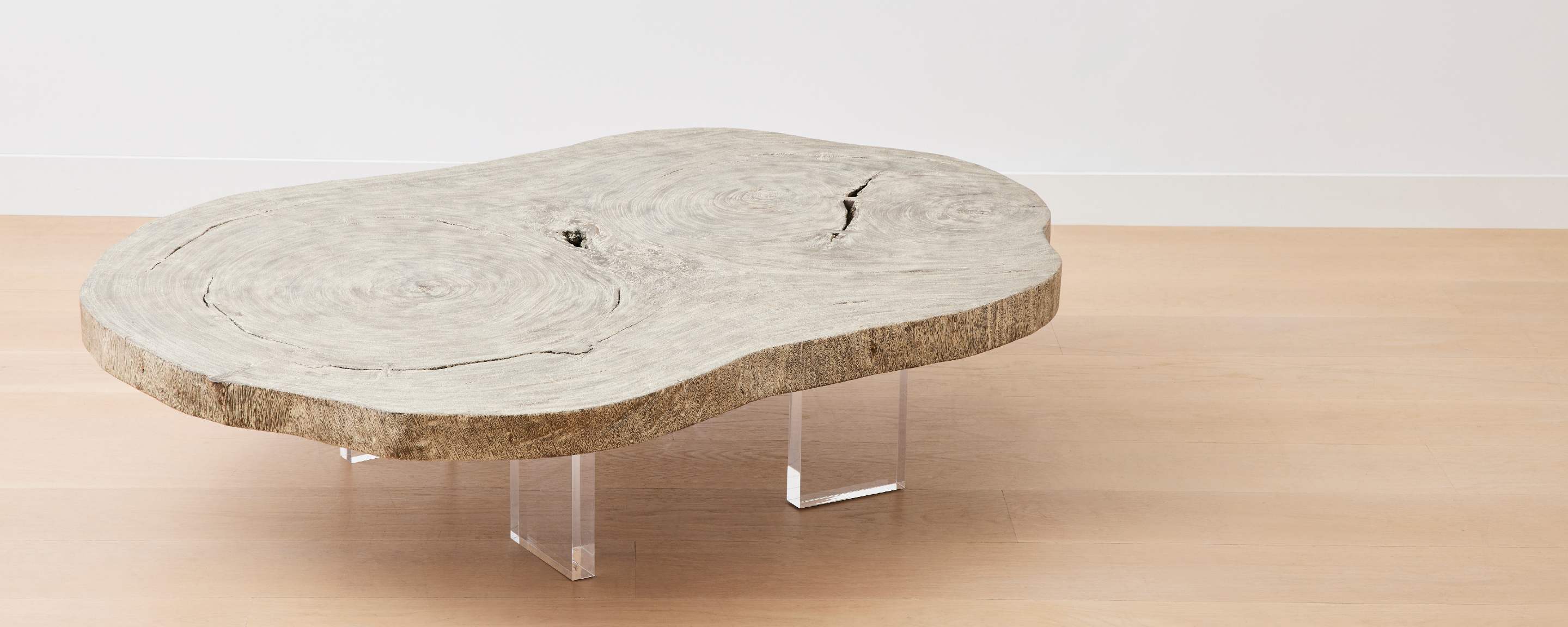 the portland coffee table with lucite legs