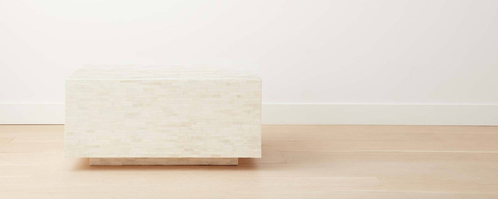 the bone coffee table with pedestal base