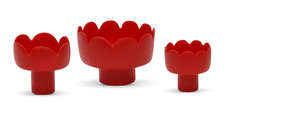 resin fleur red footed bowl collection by tina frey