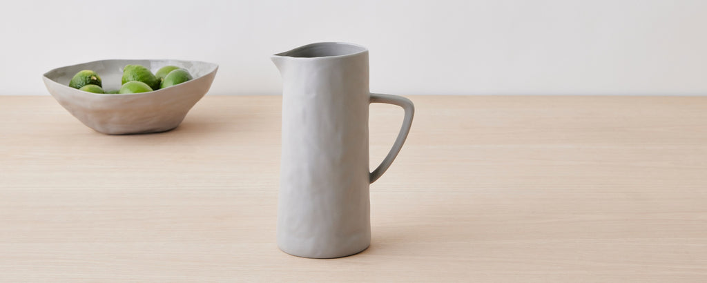 grey stoneware pitcher