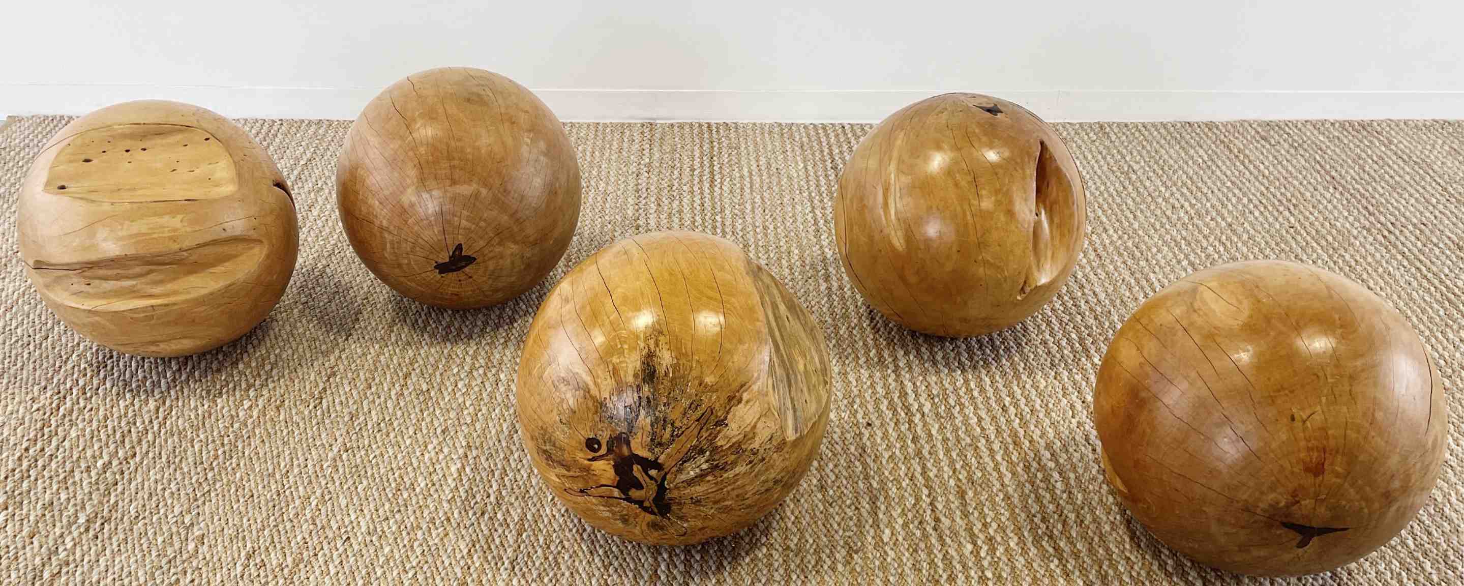 solid carved teak ball