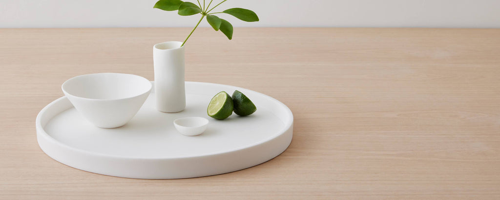resin halo tray white collection by tina frey