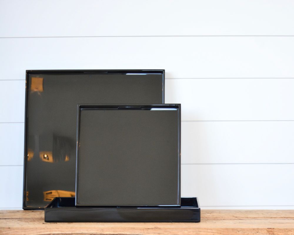 black lacquered trays