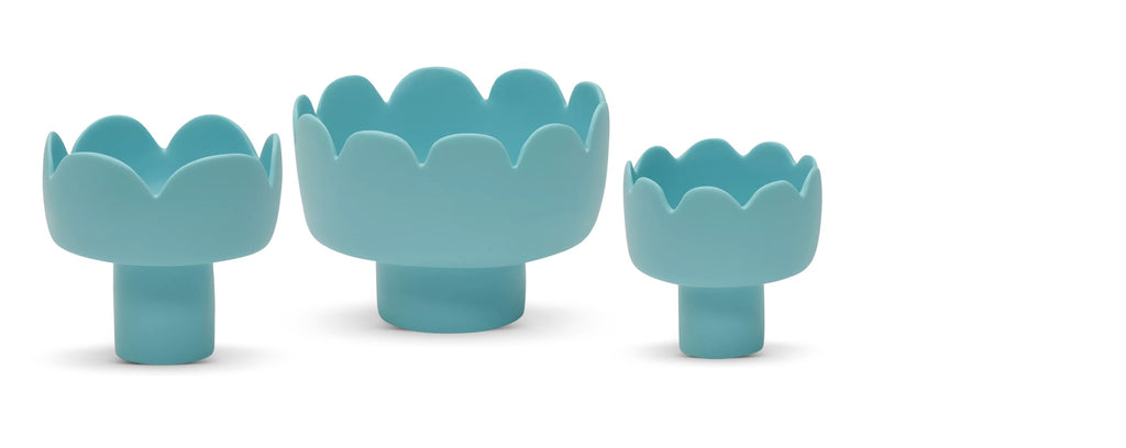resin fleur turquoise footed bowl collection by tina frey