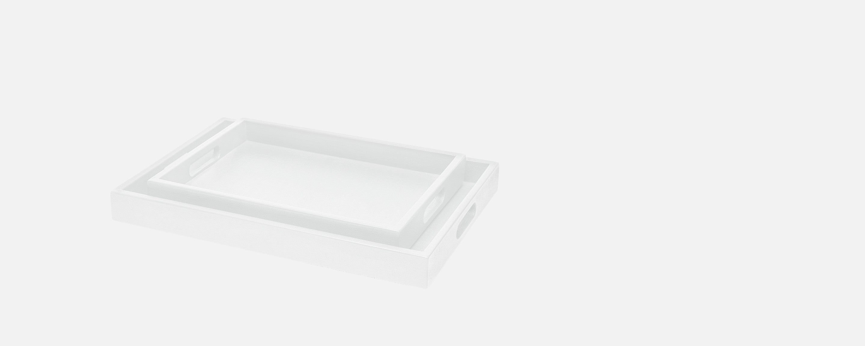 white faux linen trays